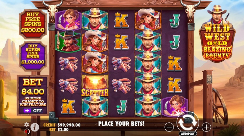 Screenshot from the New Wild West Gold Blazing Bounty Slot by Pragmatic Play