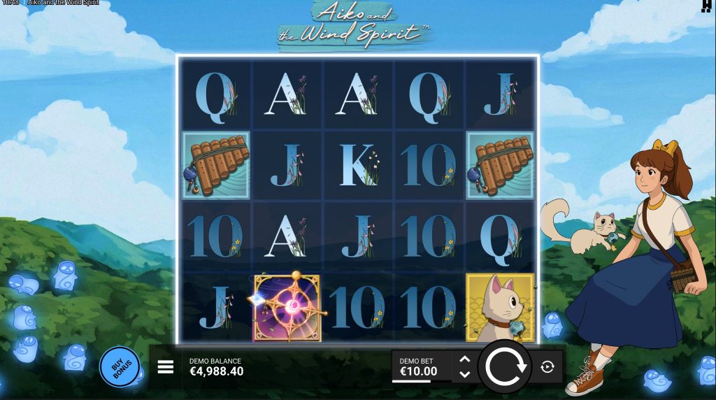 Skärmbild av Aiko and the Wind Spirit från Hacksaw Gaming