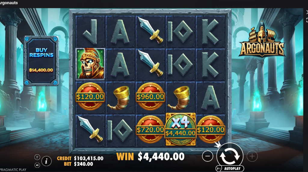 Screenshot from the New Argonauts Slot by Pragmatic Play