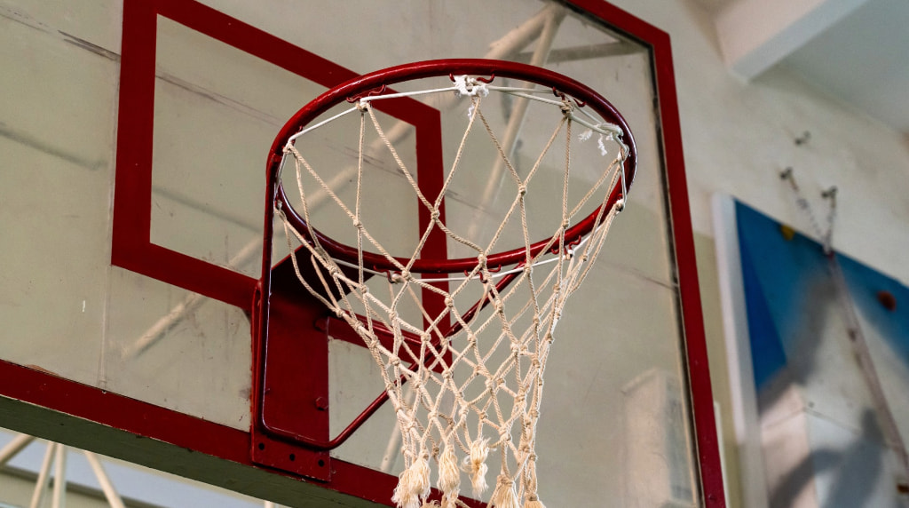 A typical basketball hoop