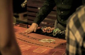 Blackjack Game Being Played at a Casino