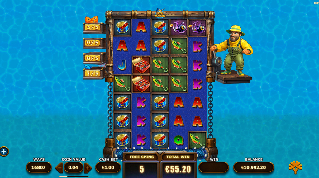 Screenshot of the Free Spins Round of Bob Marlin Goes Deep