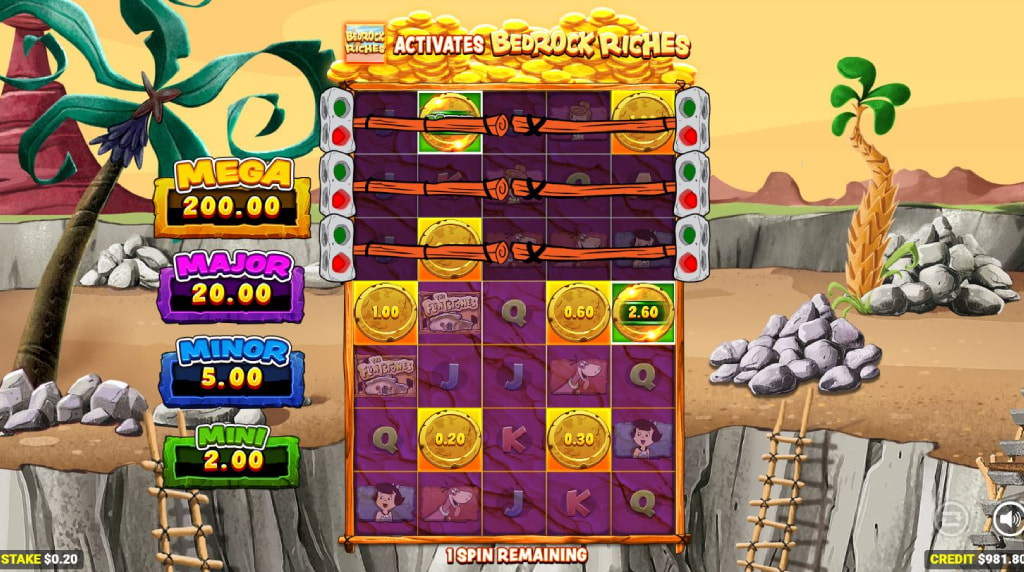 Screenshot of the Cash Spins of The Flintstones Bedrock Riches