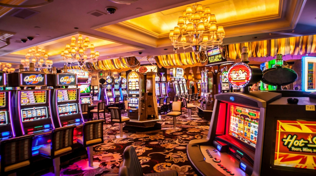 Many Slot Machines on a Casino Floor