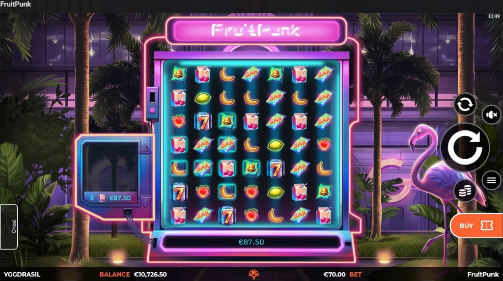Screenshot from the New FruitPunk Slot by Yggdrasil Gaming
