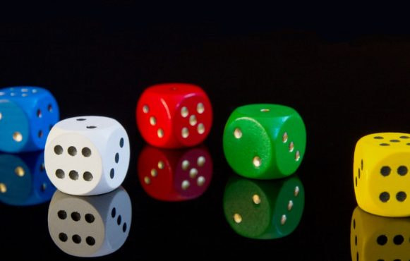 Gambling Dice on Black Font