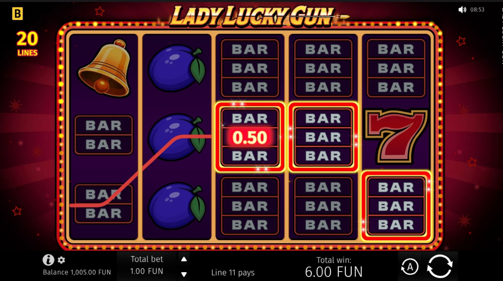 Screenshot from the New Lady Lucky Gun Slot by BGaming