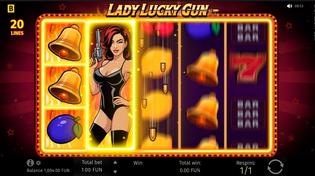 Screenshot of the Respin Feature of Lady Lucky Gun