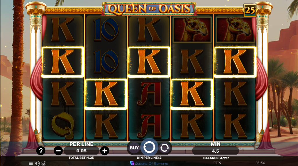 Screenshot from the New Queen of Oasis Slot by Spinomenal