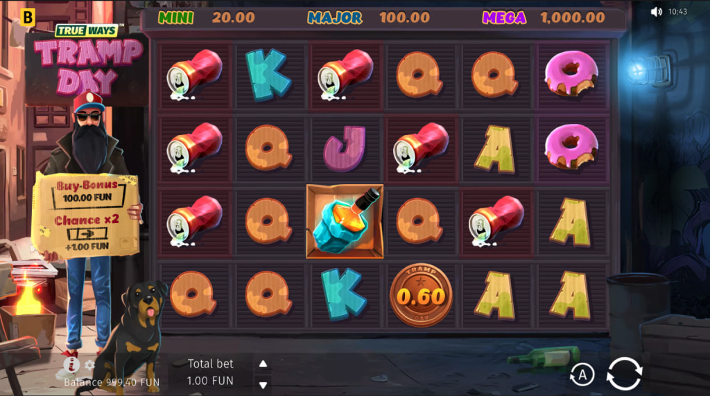 Screenshot from the New Tramp Day Trueways Slot by BGaming