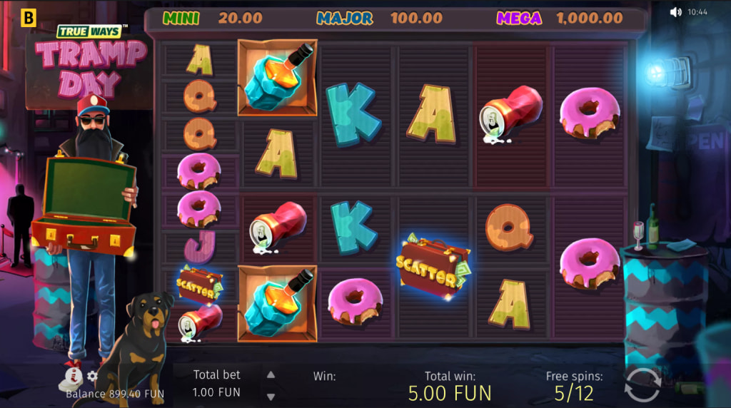 Screenshot of the Free Spins Round of Tramp Day Trueways