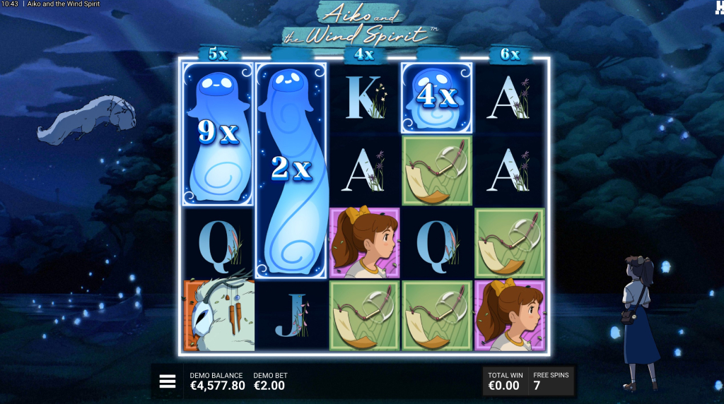 Skärmbild av Whispering Wind free spins-spelet 