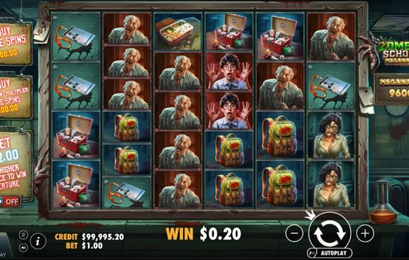 Screenshot from the New Zombie School Megaways Slot by Pragmatic Play