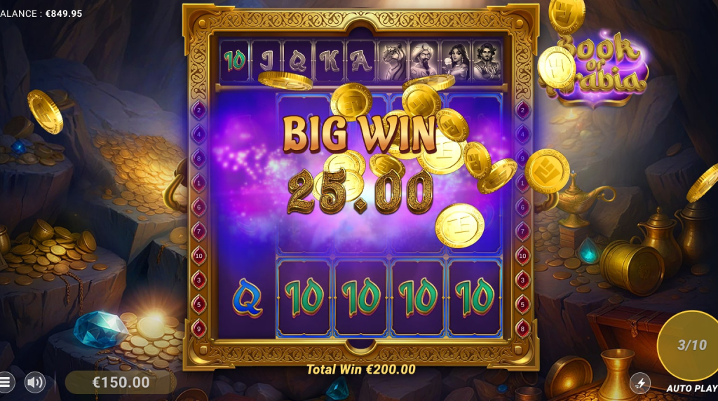 Screenshot of the Free Spins Round of Book of Arabia