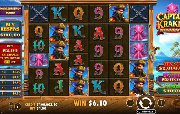 Screenshot from the New Captain Kraken Megaways by Pragmatic Play Game