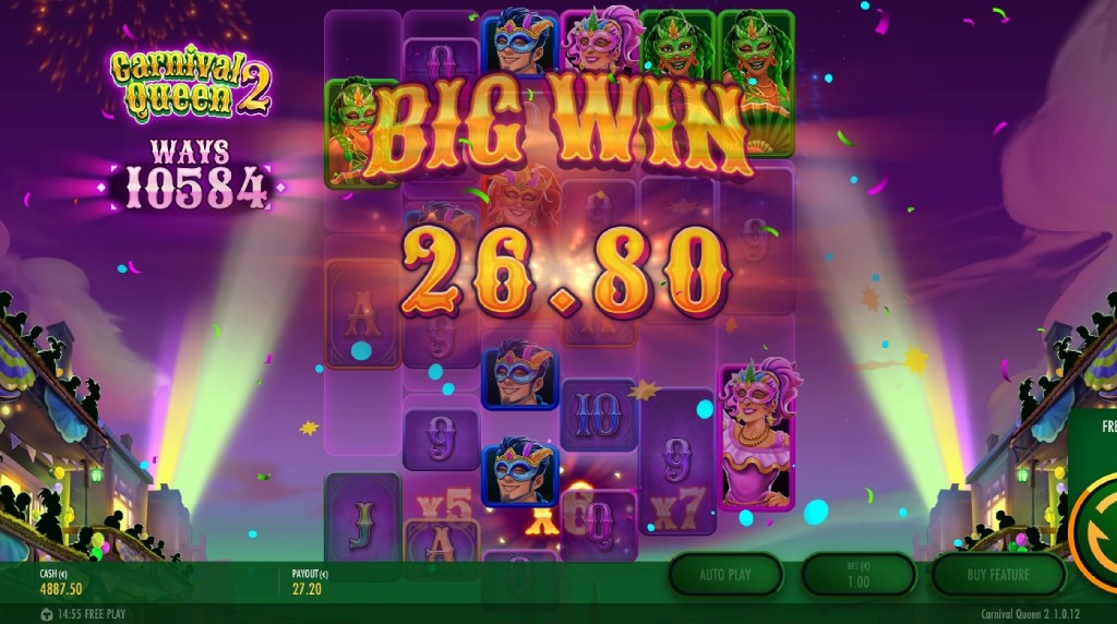 Screenshot of the Free Spins Round of Carnival Queen 2
