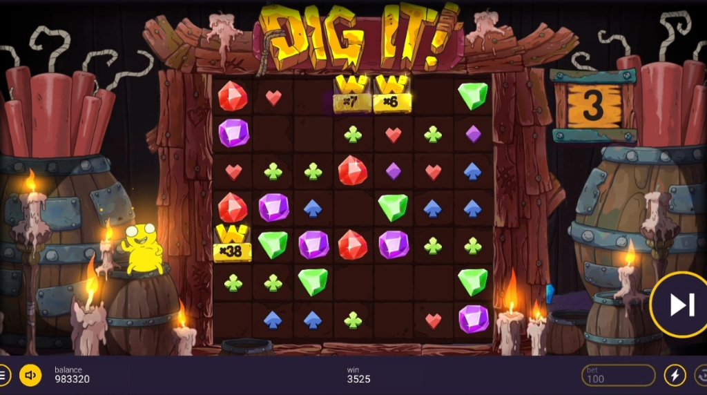 Screenshot of the Free Spins Round of Dig It