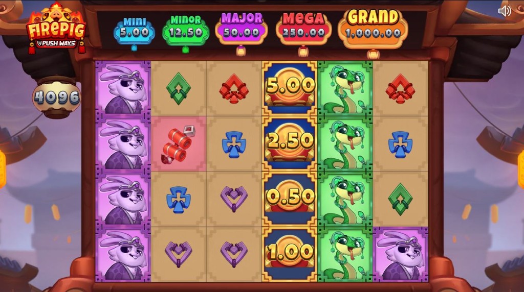 Screenshot from the New Fire Pig Push Ways Slot by Push Gaming