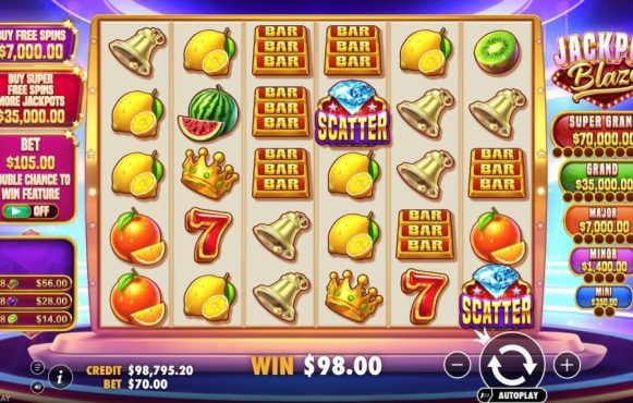 Screenshot from the New Jackpot Blaze Slot by Pragmatic Play