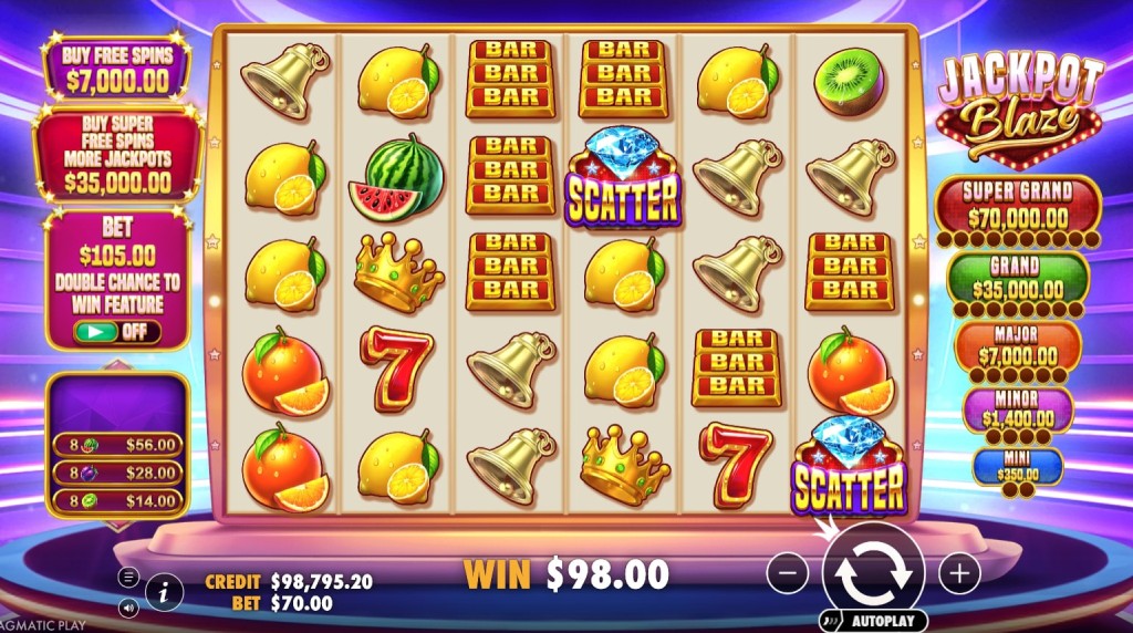 Screenshot from the New Jackpot Blaze Slot by Pragmatic Play