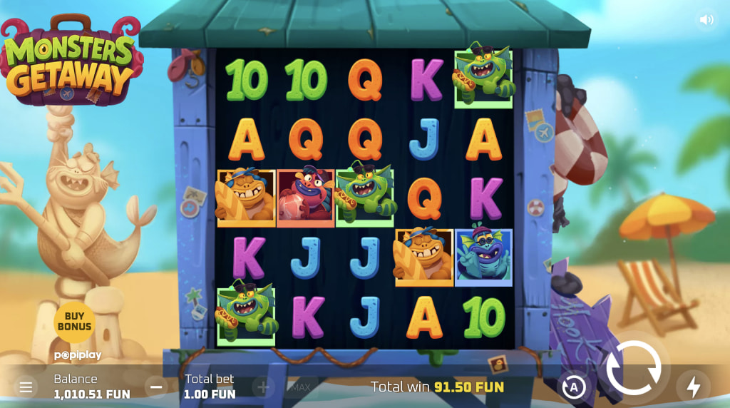 Skärmbild av det nya spelet Monsters Getaway från Popiplay