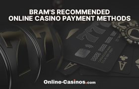 Slot Reels, Casino Chips, Playing Cards, and Bank Card, with the Online-Casinos.com Logo