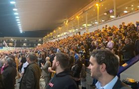 Crowds at Shelbourne Park for the 2022Greyhound Derby final