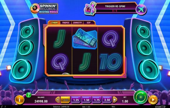 Screenshot from the New Spinnin' Records Raving Reels by Play'n GO Game