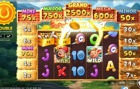 Skärmbild av det nya spelet Super Cash Boost Big Bad Bonus från Octoplay