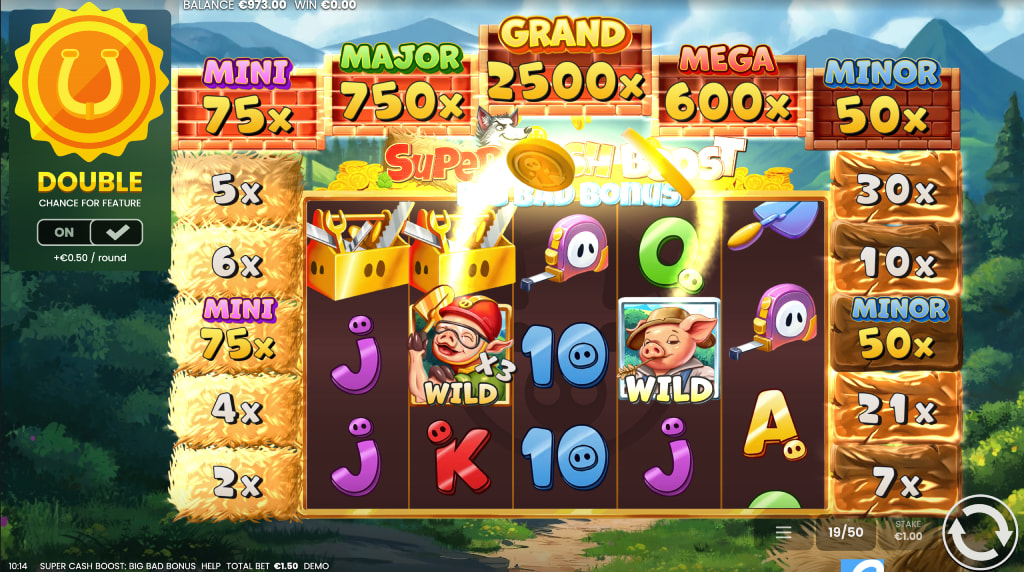 Skärmbild av det nya spelet Super Cash Boost Big Bad Bonus från Octoplay