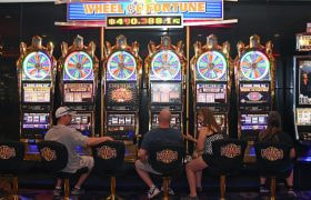 Wheel of Fortune slots inside the Riviera Hotel & Casino, Las Vegas.