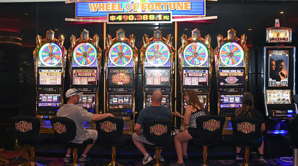 Wheel of Fortune slots inside the Riviera Hotel & Casino, Las Vegas.