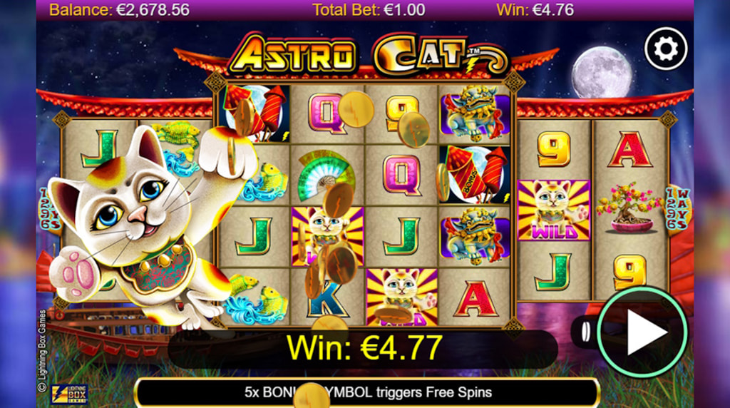 Screenshot from the Astro Cat online slot by Lightning Box 
