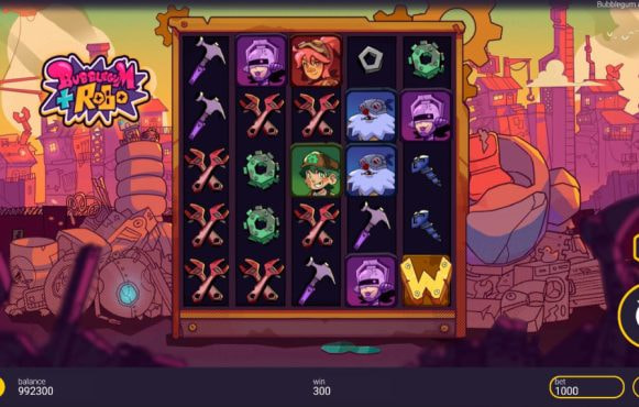 Screenshot from the New Bubblegum and Robo Slot by Peter & Sons