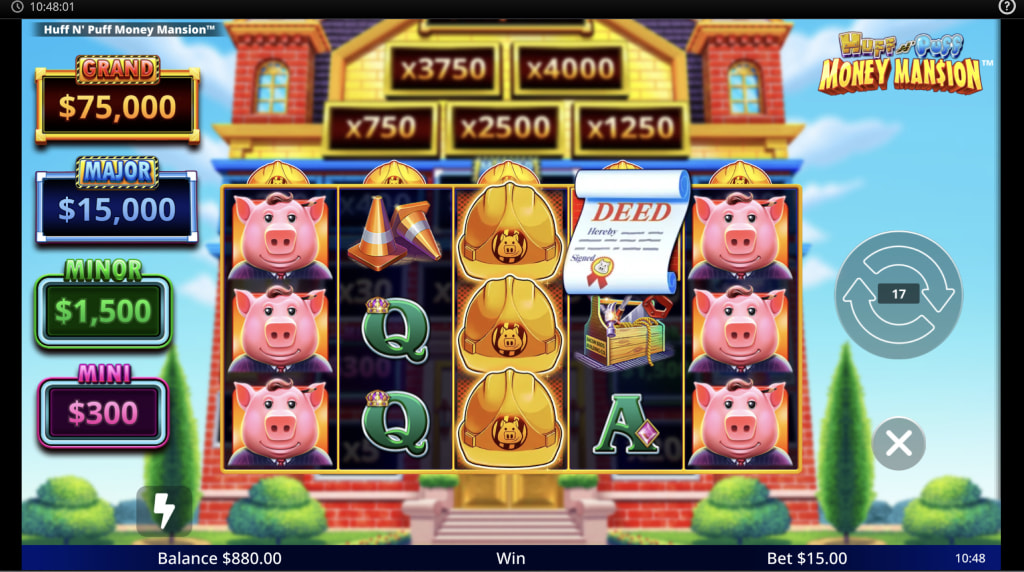 Skärmbild av bygghjälm-symbol som aktiverar free spins.