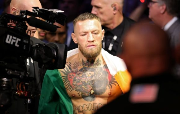 Conor McGregor Walks Through the Arena Before His Fight Against Dustin Poirier.