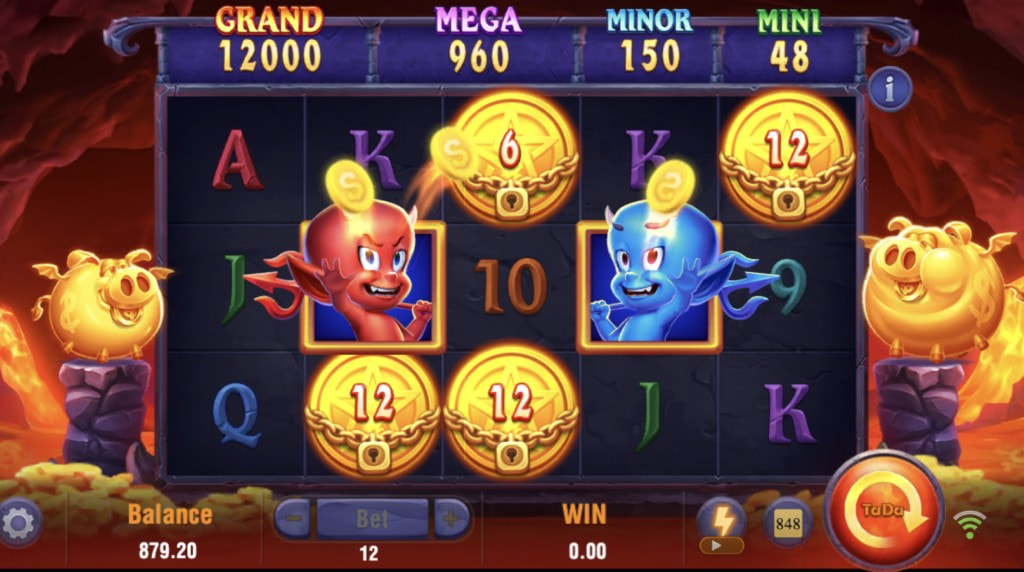 Skärmbild av bonusspelet i Devil Fire Twins från TaDa Gaming