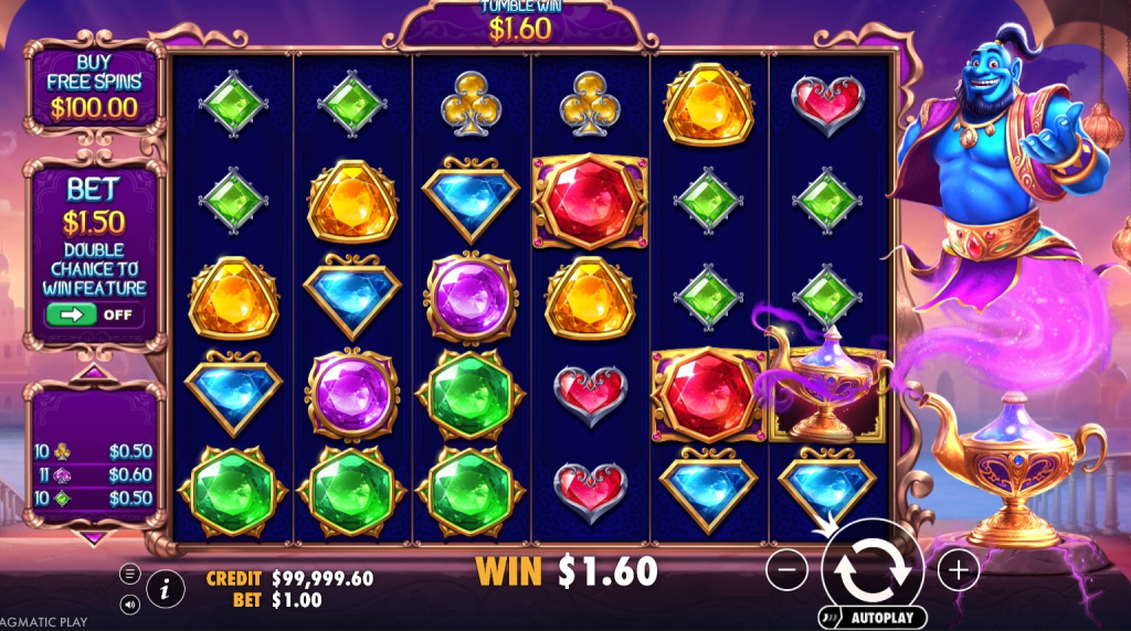 Screenshot from the New Genie's Gem Bonanza by Pragmatic Play Game