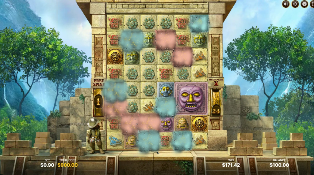 Screenshot of the free spins game of Gonzo's Quest 2