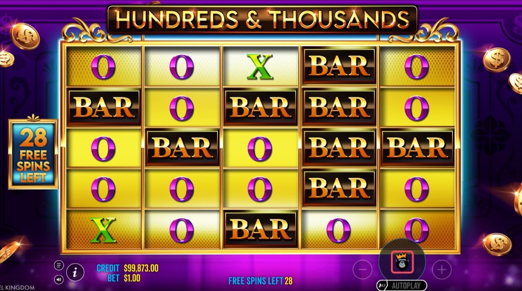 Screenshot of the Free Spins Feature of Hundreds & Thousands