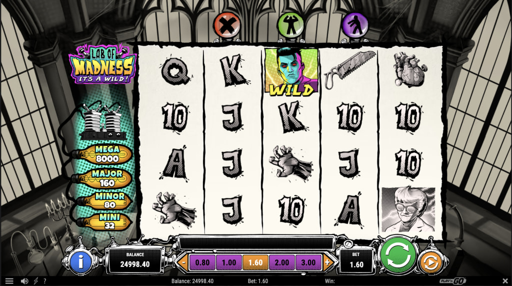 Skärmbild av det nya spelet Lab of Madness - It’s a Wild! från Play’n GO