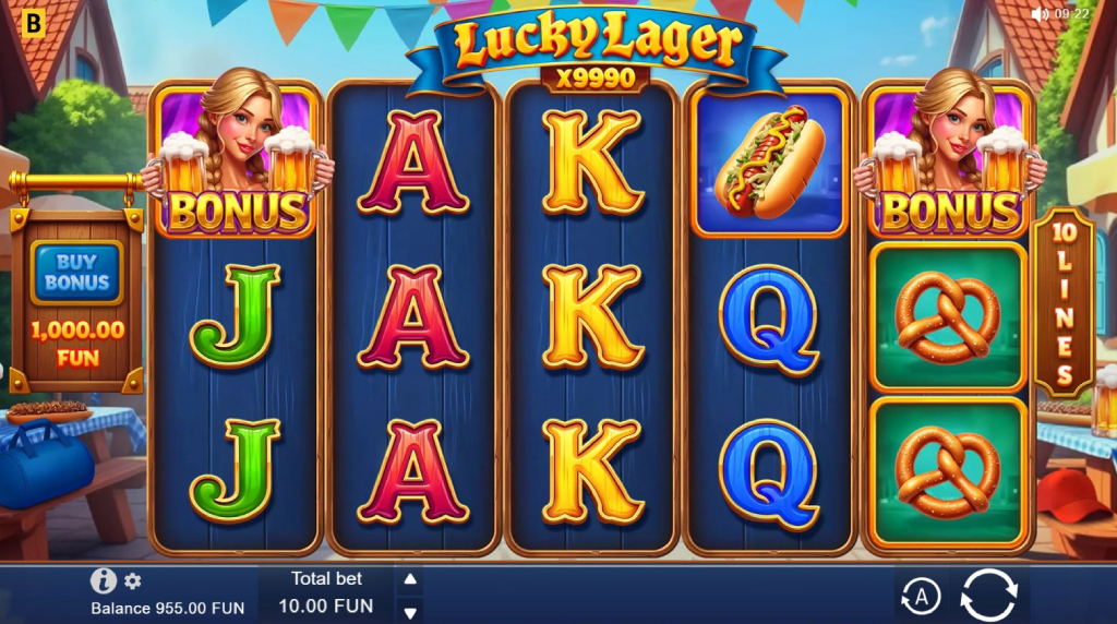 Screenshot from the New Lucky Lager X9990 Slot by BGaming