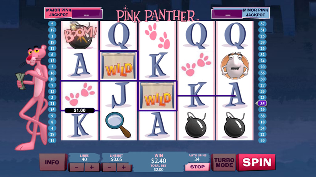 Screenshot from the Pink Panther online slot by Playtech 