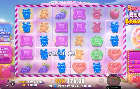 Screenshot from the New Sweet Rush Bonanza Slot by Pragmatic Play