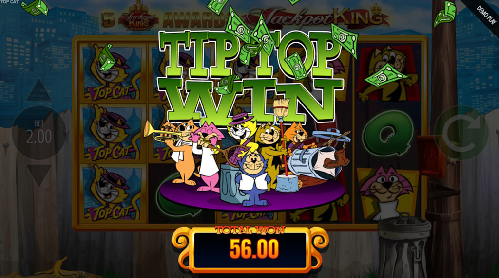 Screenshot from the Top Cat online slot by Blueprint Gaming 