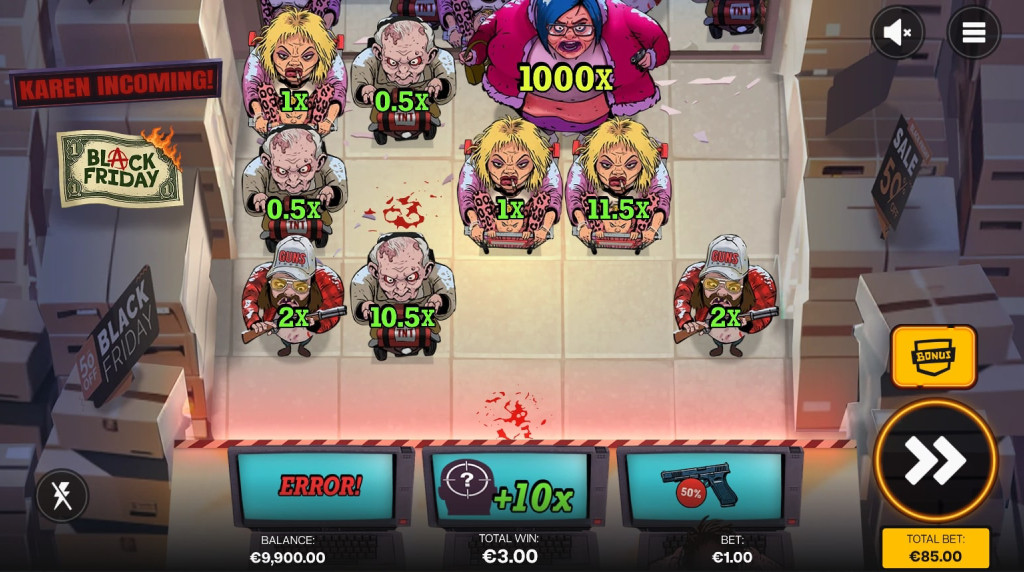 Screenshot from the Free Spins Round of Black Friday