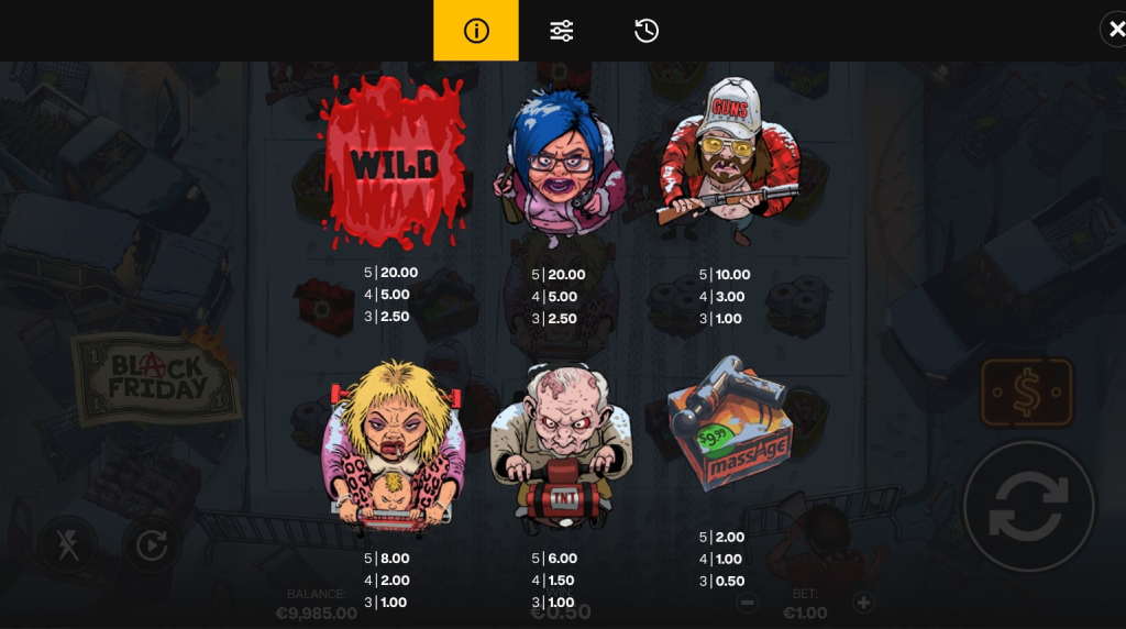 Screenshot from the Paytable of Black Friday