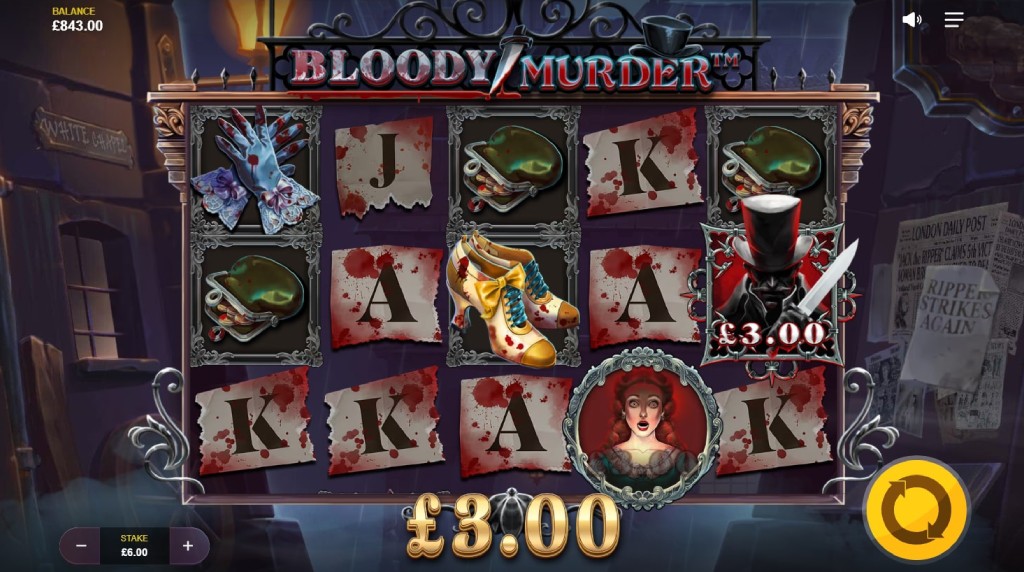 Screenshot from the New Bloody Murder Slot by Red Tiger
