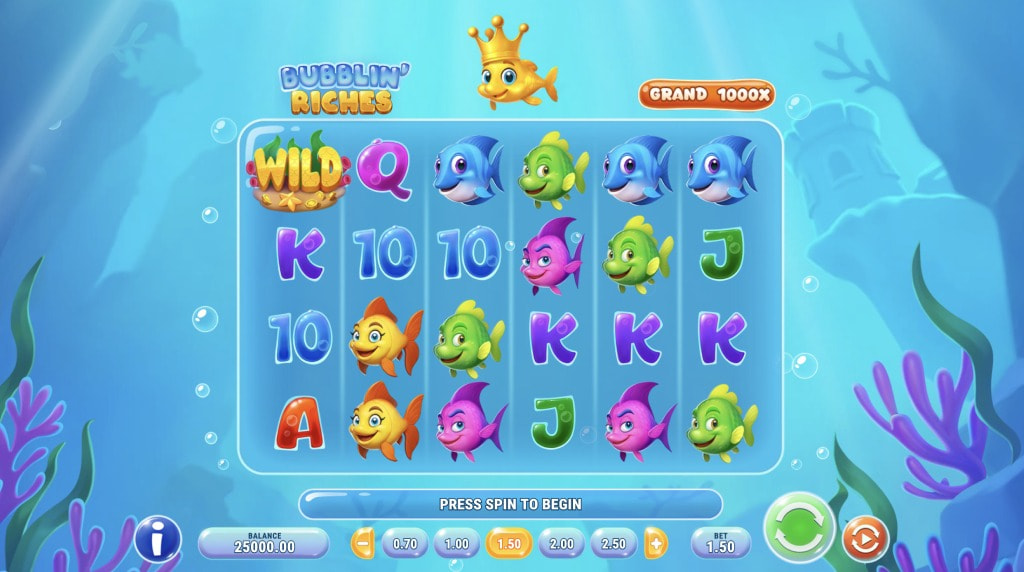 Skärmbild av det nya spelet Bubblin’ Riches från Play’n GO