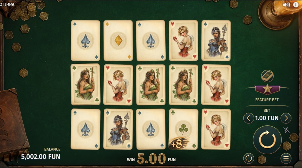 Screenshot from the New Deck of Scurra Slot by Print Studios